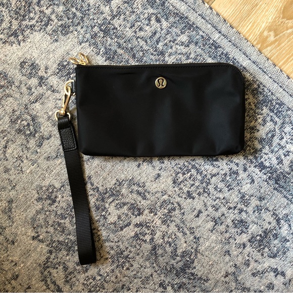 lululemon athletica Handbags - Lululemon Now and Always Pouch Wristlet Black Gold